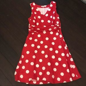 RED AND WHITE POLKA DOT BODEN DRESS 10R